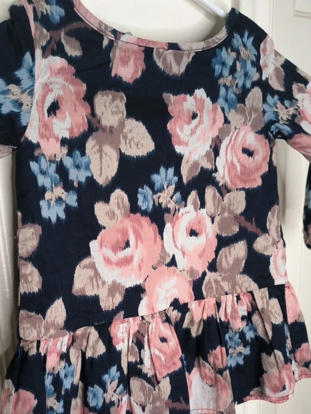 The Childrens Place Girls' Navy Floral Peplum Top - Pink & Blue